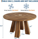 IDEALHOUSE 47" Round Dining Table for 4-6, Farmhouse Wood Kitchen Table