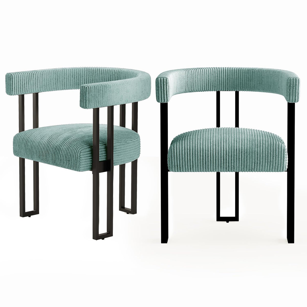 VIRRMO Boucle Dining Chair Set of 4 Corduroy Upholstered Dining Room Chairs Kitchen Chairs with Metal Legs Mid Century Modern Chair for Dining Room, Kitchen (Cream, 4)