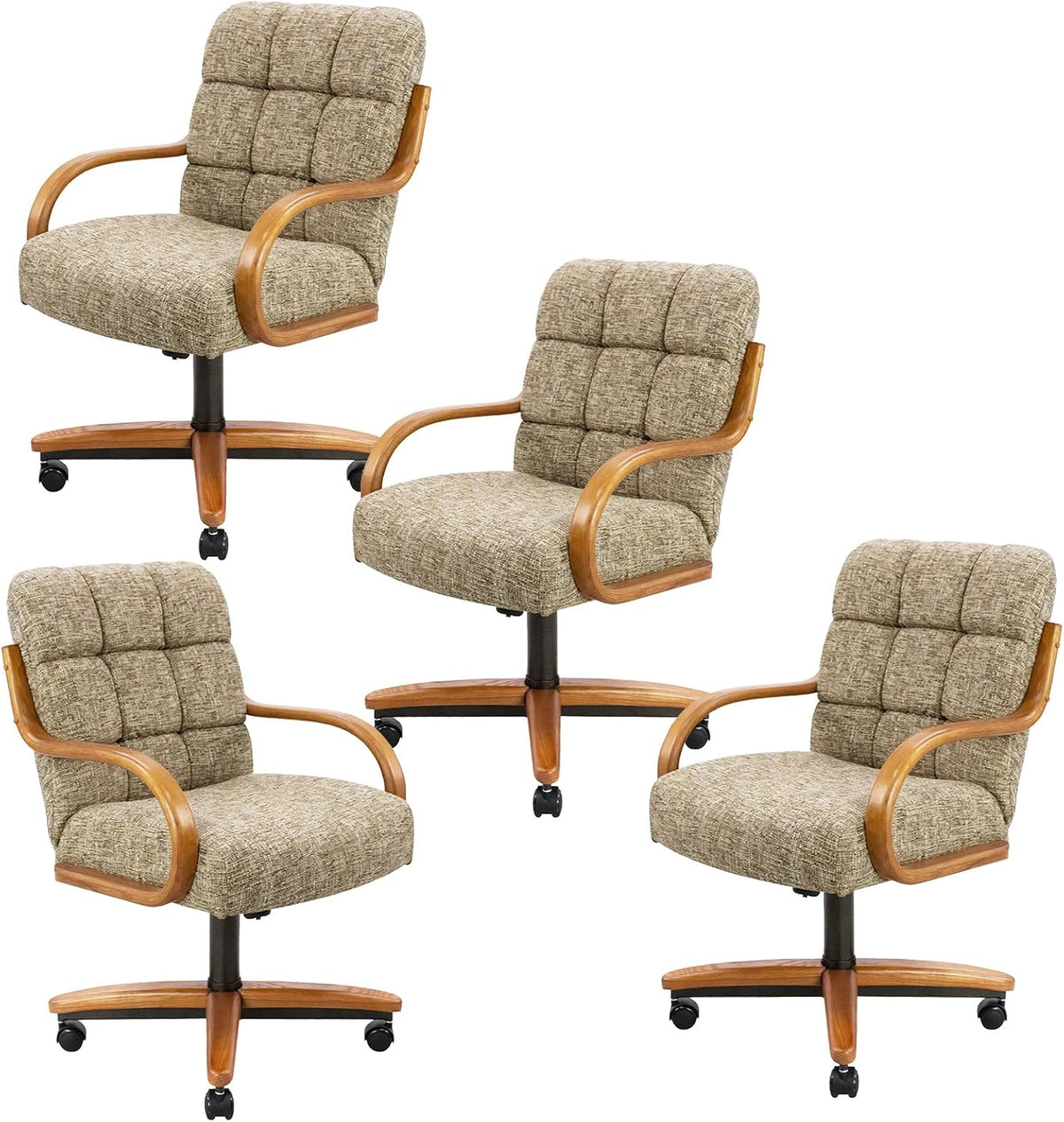 Chromcraft Ryland Swivel-Tilt Caster Dining Chair - Chestnut -Earth - 4pc