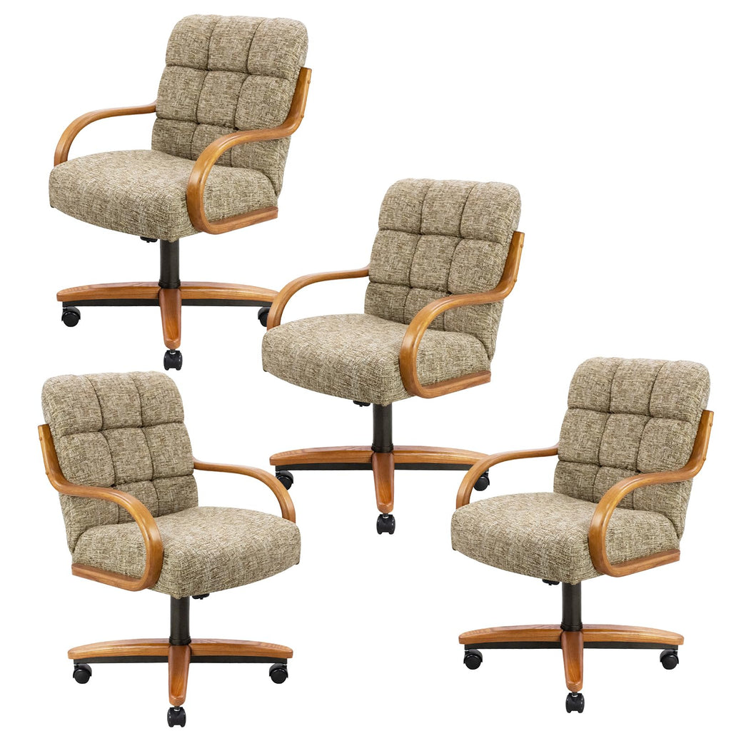 Chromcraft Ryland Swivel-Tilt Caster Dining Chair - Chestnut -Earth - 4pc