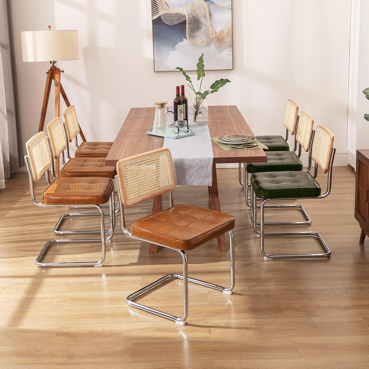 Zesthouse Natural Rattan Dining Chairs Set of 2, Modern Cesca Kitchen Chair