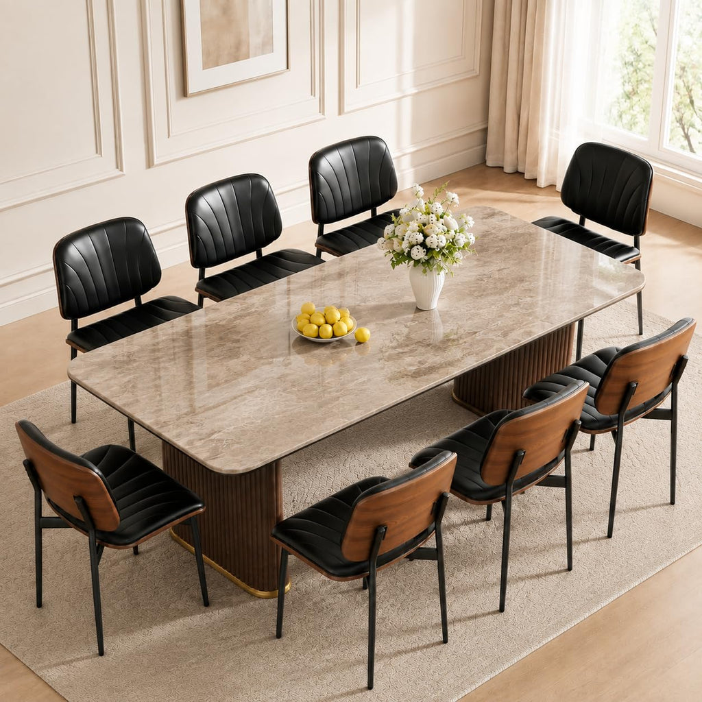 REONEY Dining Chairs Set of 2, Mid-Century Modern Kitchen Chairs, Black