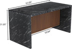 63" Large Imitation Marble Dining Table for 4-6 People(Patent Pending)