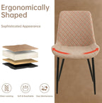 PU Leather Dining Chairs Set of 4, Modern Armless Dining Room Chairs, Comfy Upholstered Kitchen Chairs with Backrest, Black Metal Legs for Living Room, Dinning Room, Beige