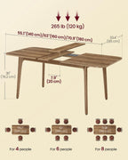 VASAGLE 70.9'' Dining Table for 4-8 People, Kitchen Table