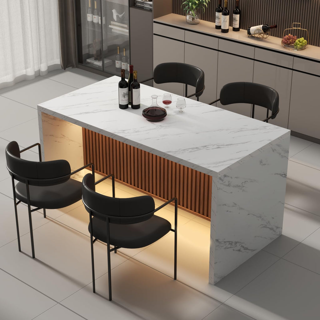 63" Large Imitation Marble Dining Table for 4-6 People(Patent Pending)