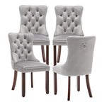 Velvet Dining Chairs, Tufted Kitchen & Dining Room Chairs, Beige, Set of 4