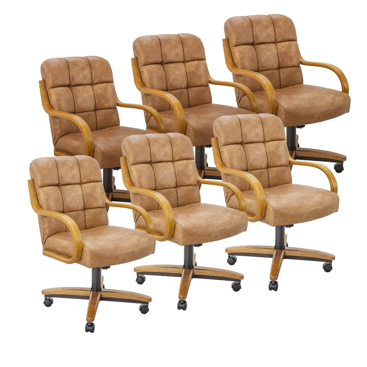 Chromcraft Ryland Swivel-Tilt Caster Dining Chair - Chestnut -Earth - 4pc