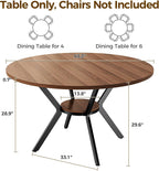 IRONCK Round Dining Table for 4, 43" Farmhouse Kitchen Table with Storage