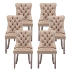 Velvet Dining Chairs, Tufted Kitchen & Dining Room Chairs, Beige, Set of 4