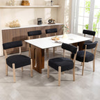 ZJhome Dining Chairs Set of 4,Mid Century Modern Dining Chair Set - Linen Upholstered Low Back Kitchen & Dining Room Chairs with Woven Design,Oatmeal Fabric