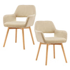 Mid Century Modern Dining Chairs Set of 2 & 4 & 6 Comfy Accent Chair Upholstered Kitchen Dining Living Room Chairs for Bedrooms Waiting Room Home Arm Desk Chair No Wheels (Wool White, 2)