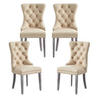 Velvet Dining Chairs, Tufted Kitchen & Dining Room Chairs, Beige, Set of 4