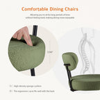 DUMOS Dining Chairs Set of 2, Mid Century Modern Chair Round Upholstered Curved Backrest, Kitchen Vanity Living Room Chairs with Black Metal Legs, Green