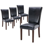 COLAMY Upholstered Parsons Dining Chairs Set of 4, Fabric Dining Room Kitchen Side Chair with Nailhead Trim and Wood Legs - Blue/White Flower
