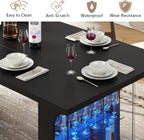 Loomie 70.8" Large Dining Table with Glass Storage Cabinet & LED Lights