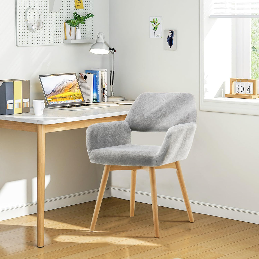 Mid Century Modern Dining Chairs Set of 2 & 4 & 6 Comfy Accent Chair Upholstered Kitchen Dining Living Room Chairs for Bedrooms Waiting Room Home Arm Desk Chair No Wheels (Wool White, 2)