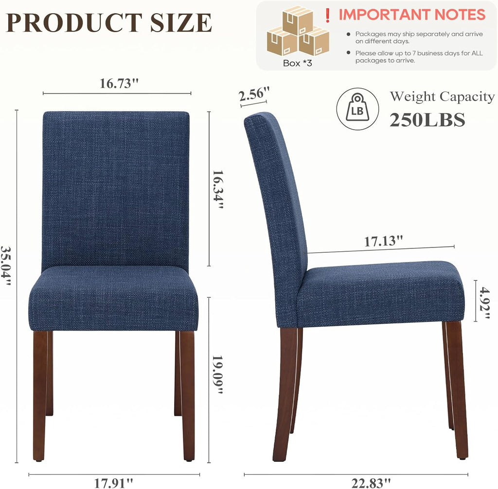 MALOL Upholstered Dining Chairs Set of 6, High Back Kitchen Room Chairs, Mid Century Modern Dining Room Chairs for Kitchen, Living Room, Blue