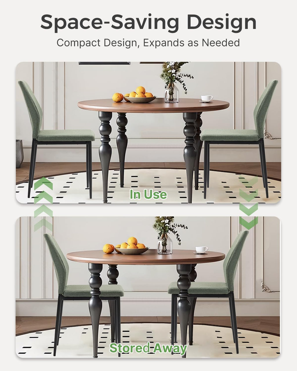 Dining Chairs Set of 4, Upholstered Modern Kitchen Chair, Green