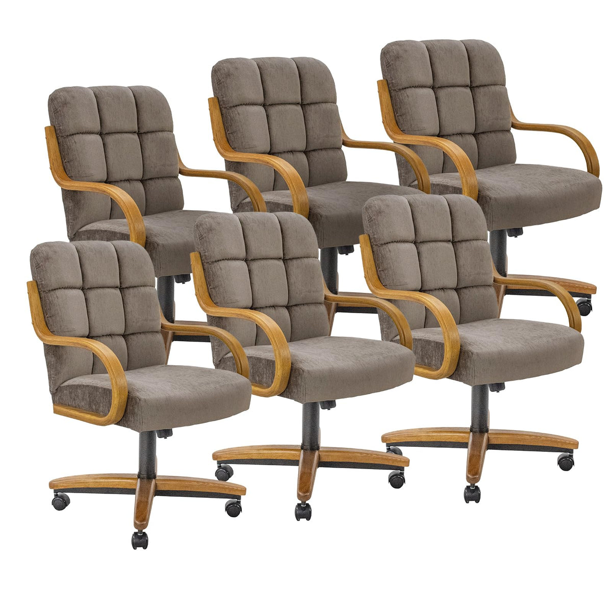 Chromcraft Ryland Swivel-Tilt Caster Dining Chair - Chestnut -Earth - 4pc