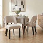 keoni Wooden Dining Chairs Set of 4 with Black Rubberwood Legs and Backrest