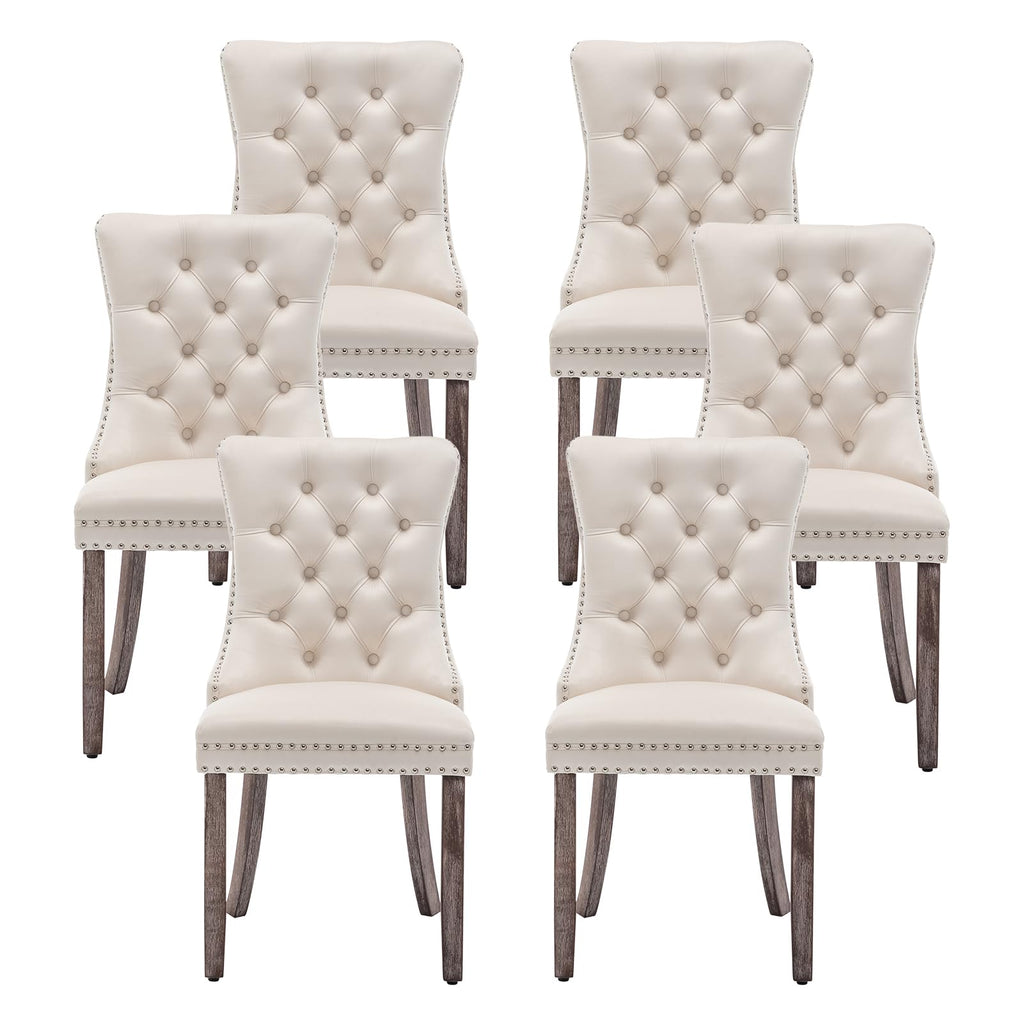 Velvet Dining Chairs, Tufted Kitchen & Dining Room Chairs, Beige, Set of 4