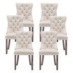 Velvet Dining Chairs, Tufted Kitchen & Dining Room Chairs, Beige, Set of 4