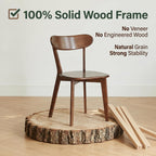 100% Solid Oak Dining Chairs Set of 4, Mid-Century Modern Dining Room Chairs, Wooden Kitchen Chairs with Curved Backrest, Walnut Brown Finish, Sillas de Comedor (4 Chairs)