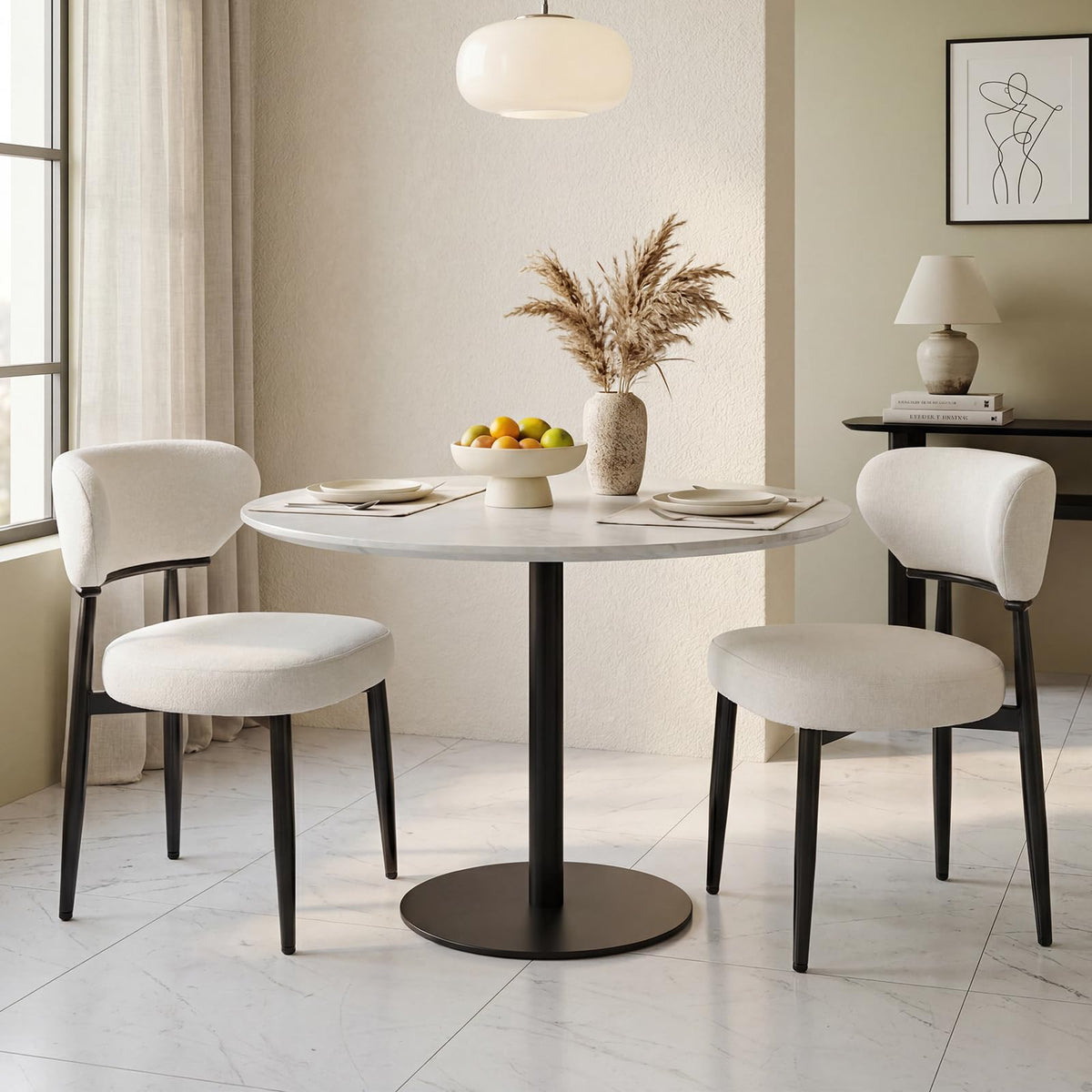 Dining Chairs Set of 4, Modern Upholstered Fabric Dining Chairs