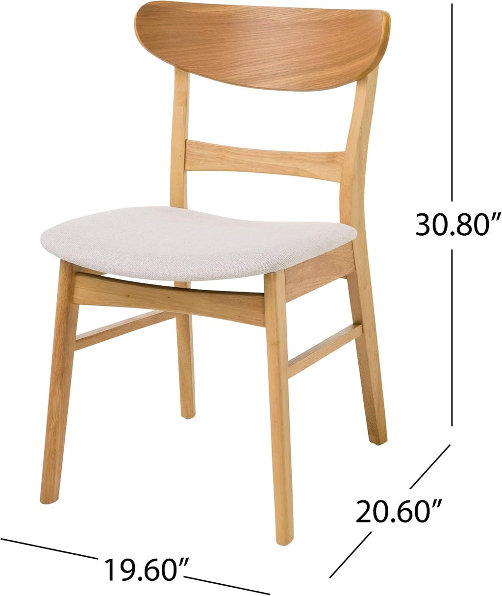 Christopher Knight Home Idalia Dining Chairs, 2-Pcs Set, Light Beige / Oak Finish
