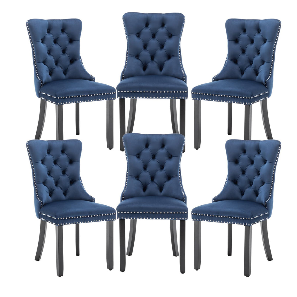 Hixkol Velvet Dining Chairs Set of 4,Upholstered Dining Chairs with Ring Pull Trim and Button Back,Modern Seating for Kitchen, Bedroom & Living Room(Grey)