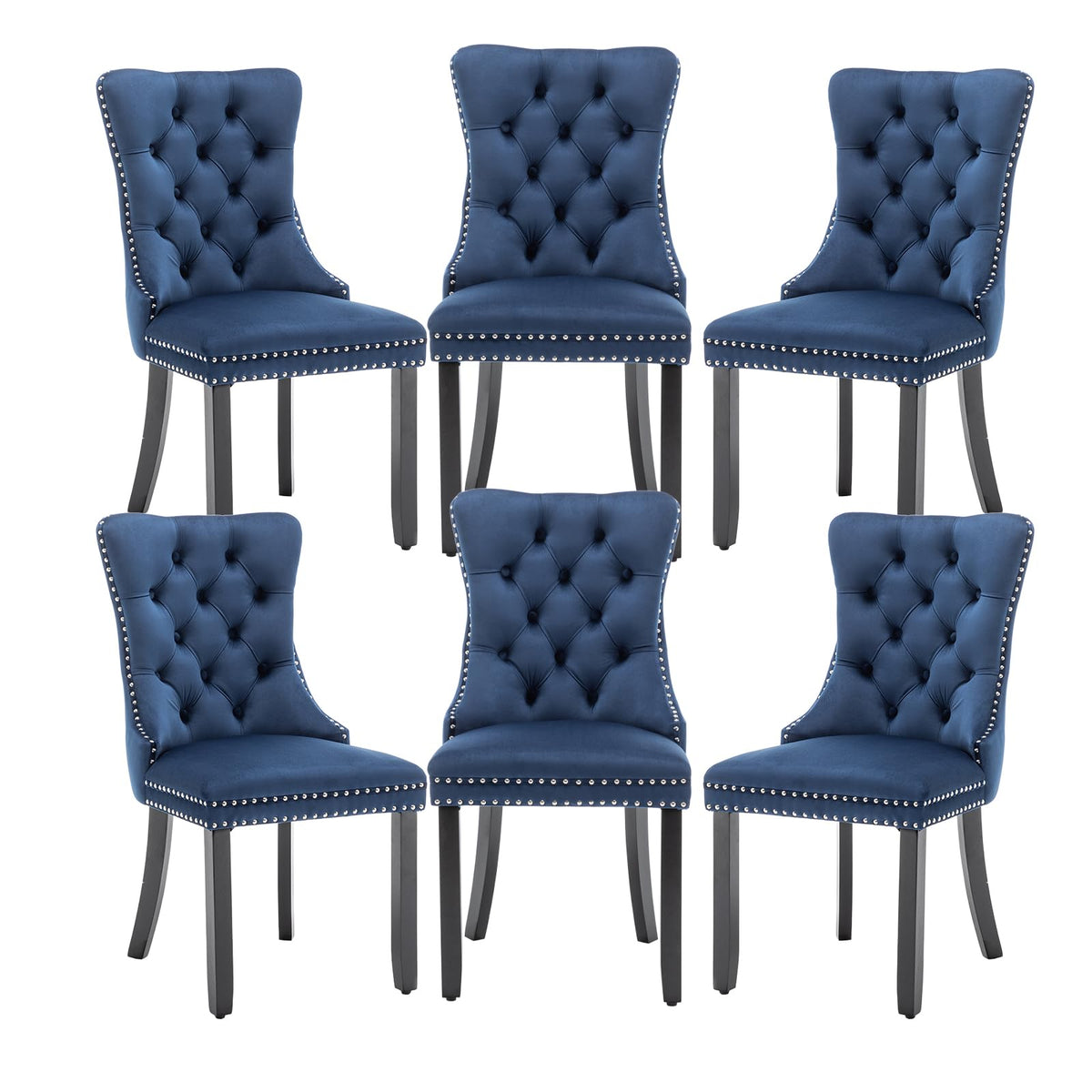 Hixkol Velvet Dining Chairs Set of 4,Upholstered Dining Chairs with Ring Pull Trim and Button Back,Modern Seating for Kitchen, Bedroom & Living Room(Grey)