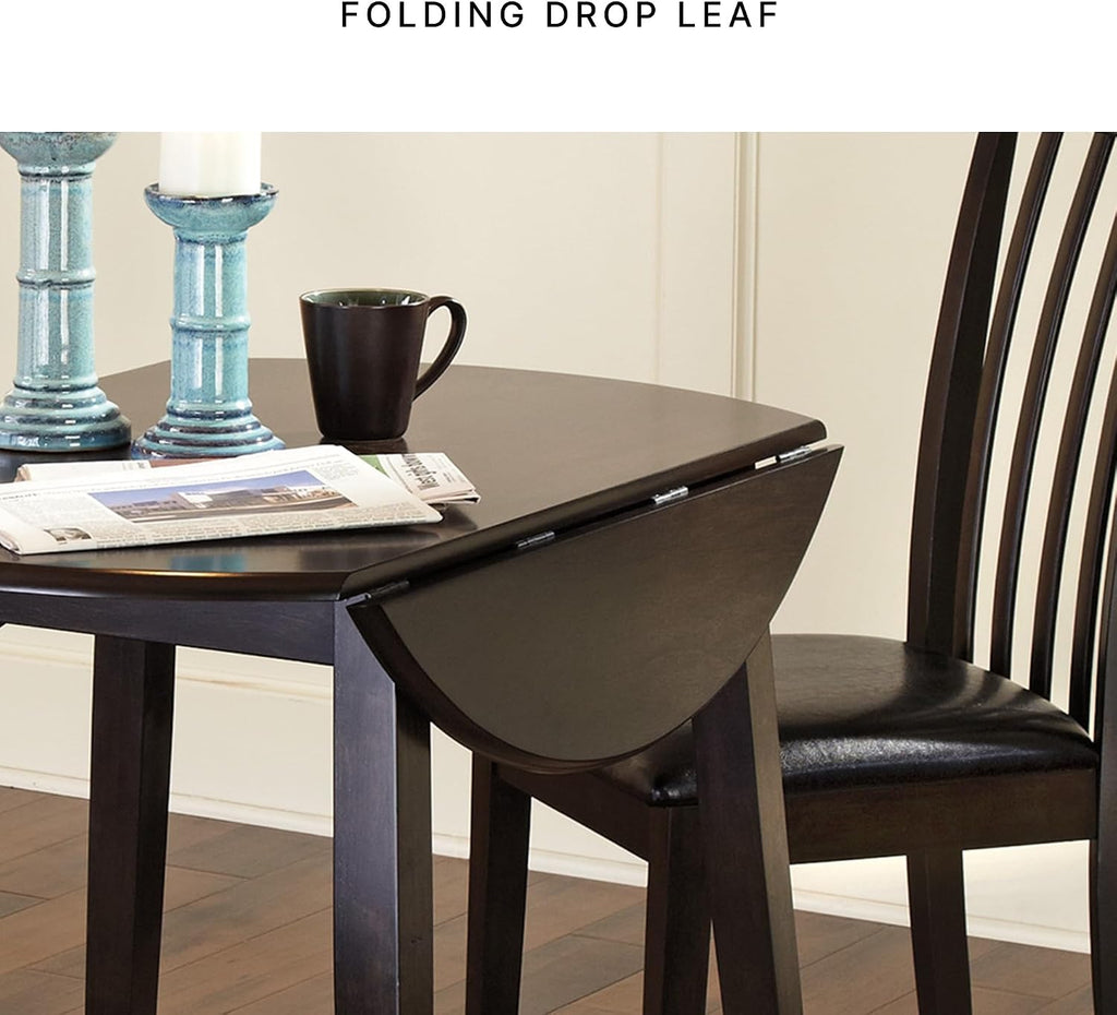 Signature Design by Ashley Small Round Drop Leaf Dining Table, Brown