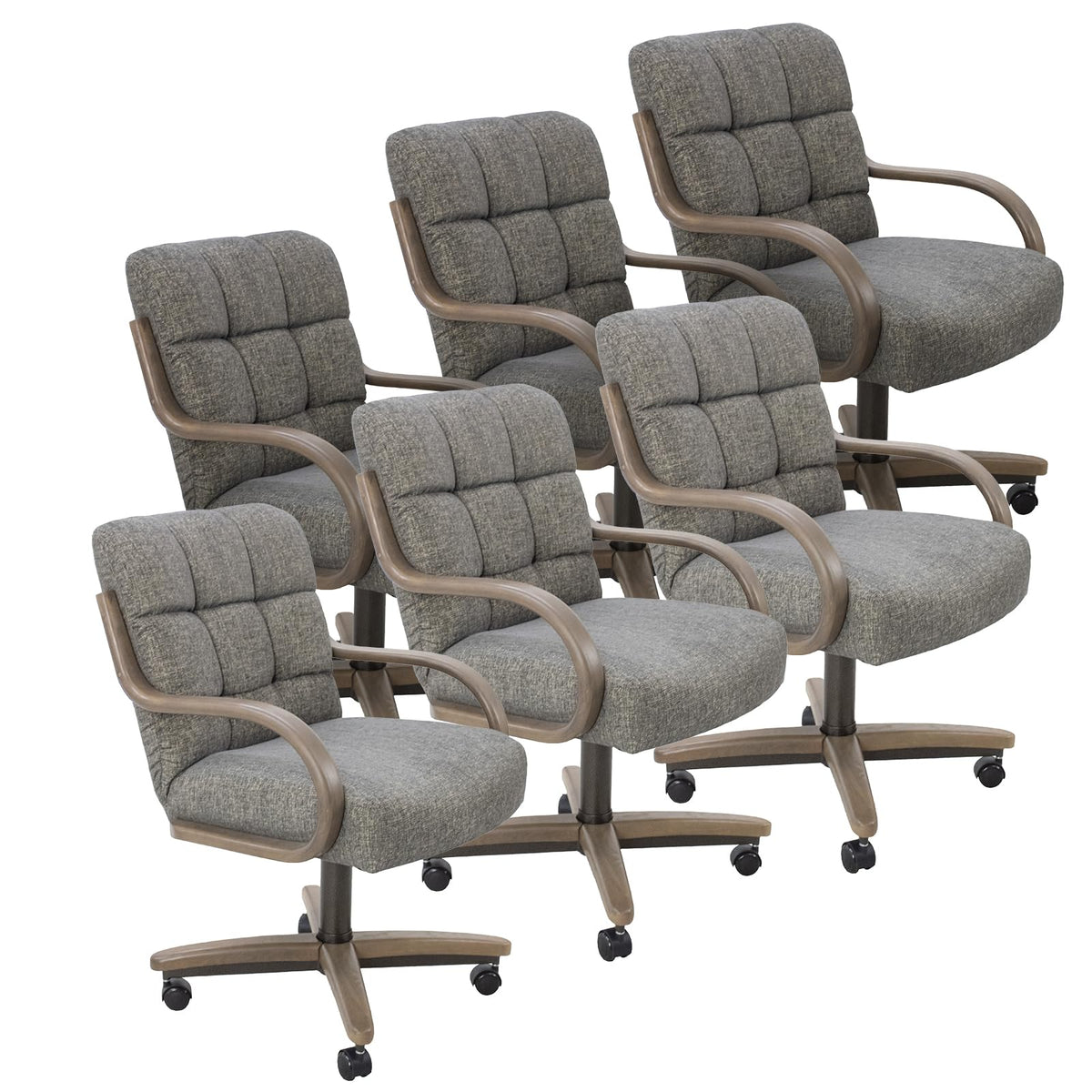 Chromcraft Ryland Swivel-Tilt Caster Dining Chair - Chestnut -Earth - 4pc