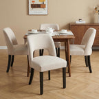 keoni Wooden Dining Chairs Set of 4 with Black Rubberwood Legs and Backrest
