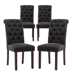 COLAMY Button Tufted Dining Chairs Set of 4, Parsons Upholstered Fabric Dining Room Chairs Kitchen Chairs with Wood Legs and Padded Seat, Taupe