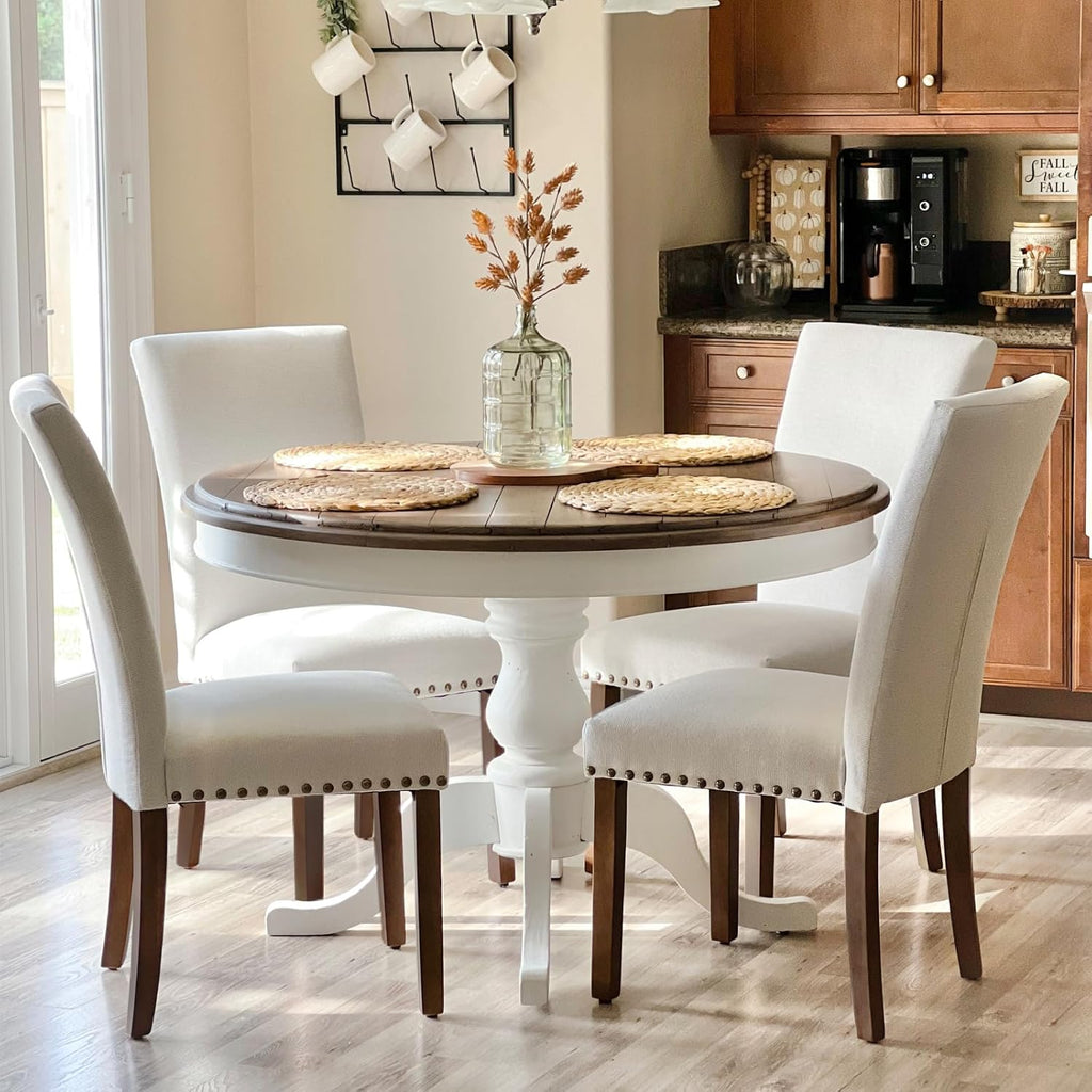 COLAMY Upholstered Dining Chairs Set of 4, Beige