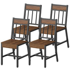 YATINEY Dining Chairs Set of 4, Industrial Kitchen Chairs with Metal Frame, Slanted Back, Wooden Dining Chair Set, for Kitchen, Living Room, Rustic Brown and Black CY03L4BR