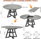Jocoevol Extendable Round Dining Table for 4-8, Round to Oval Dining Table with Open Storage Shelf, Space Saving Expandable Kitchen Table, Modern Design for Apartments & Dining Rooms,Grey