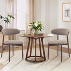 COLAMY Wooden Dining Chairs Set of 2, Modern Fabric Upholstered Kitchen Side Chairs, Farmhouse Dining Room Chair with Foot Pegs, Beige