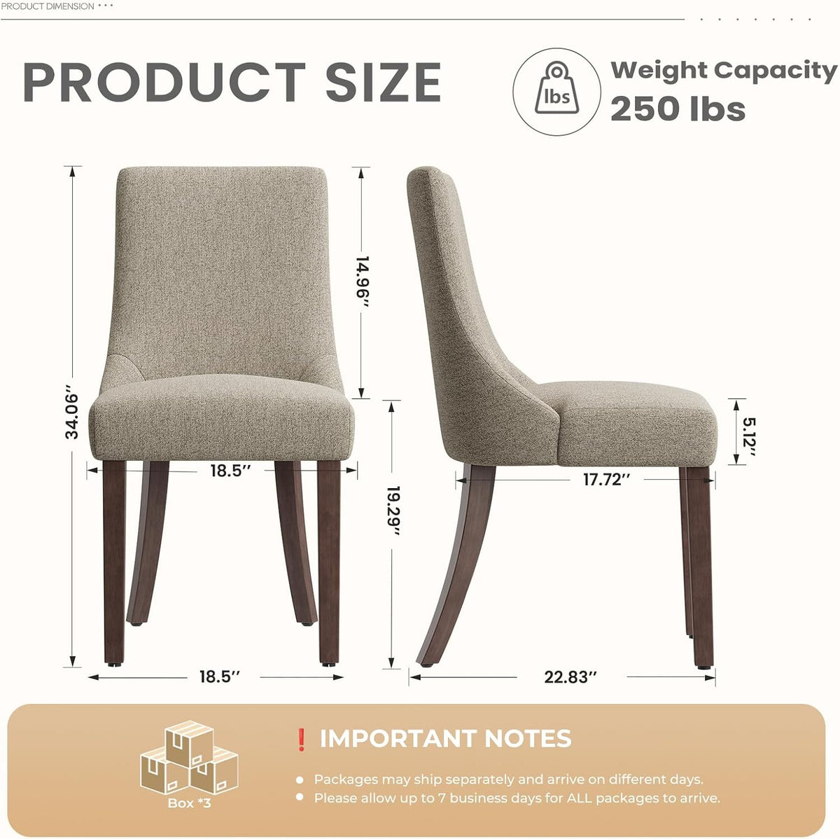 MALOL Wooden Dining Chairs Set of 6, Upholstered Kitchen & Dining Room Chairs with Solid Wood Legs Curved Backrest Farmhouse Accent Chair for Dining/Kitchen/Living Room, Camel