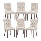 Hixkol Velvet Dining Chairs Set of 4,Upholstered Dining Chairs with Ring Pull Trim and Button Back,Modern Seating for Kitchen, Bedroom & Living Room(Grey)