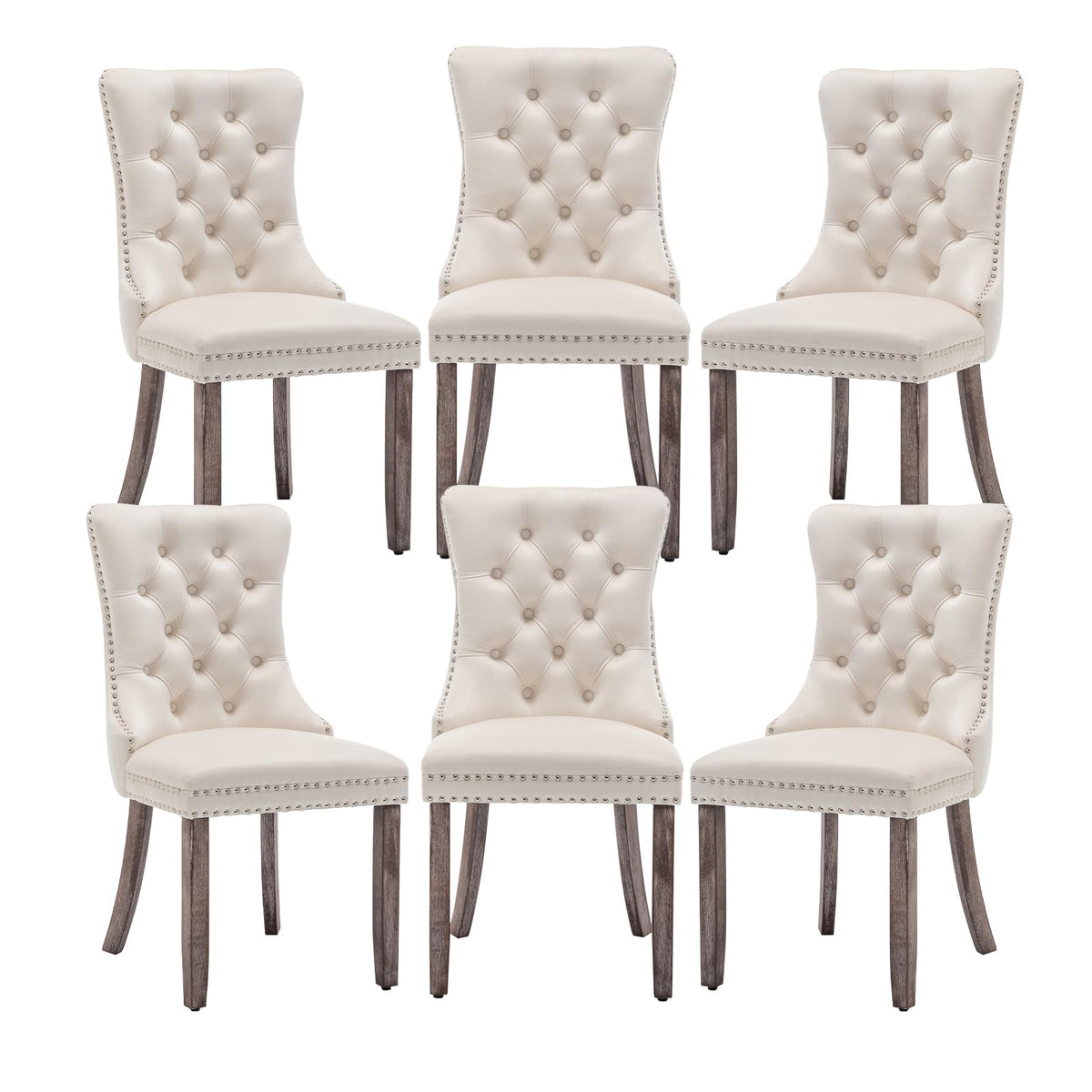 Hixkol Velvet Dining Chairs Set of 4,Upholstered Dining Chairs with Ring Pull Trim and Button Back,Modern Seating for Kitchen, Bedroom & Living Room(Grey)