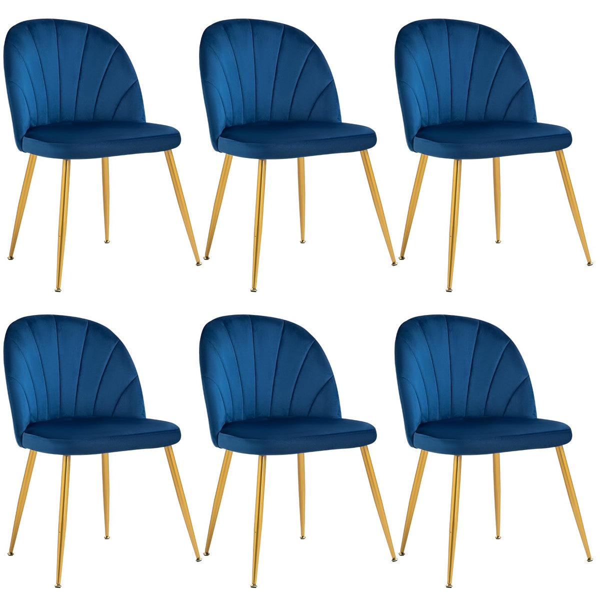 Velvet Dining Chairs Set of 4, Mid-Century Modern Upholstered Kitchen Chair with Metal Gold Legs for Living Room, Dining Room, White