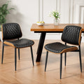 REONEY Dining Chairs Set of 2, Mid-Century Modern Kitchen Chairs, Black