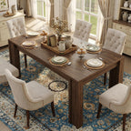 CABIHOME 71" Long Dining Table for 6-8, Rectangular Farmhouse Kitchen Dining Room Table w/Wider H Legs & Large Wooden Tabletop, Sturdy Frame, Wood Strip Base, for Apartment, Kitchen, Dining, Walnut