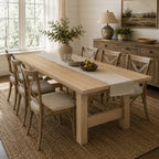71" Farmhouse Dining Table for 6-8 Person, Large Rectangular Wood Dining Room Table Only, Rock-Strong Thick Base & Heavy Duty Triangular Legs for Kitchen, Office & Restaurant, Natural Wood