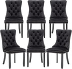 Hixkol Velvet Dining Chairs Set of 4,Upholstered Dining Chairs with Ring Pull Trim and Button Back,Modern Seating for Kitchen, Bedroom & Living Room(Grey)