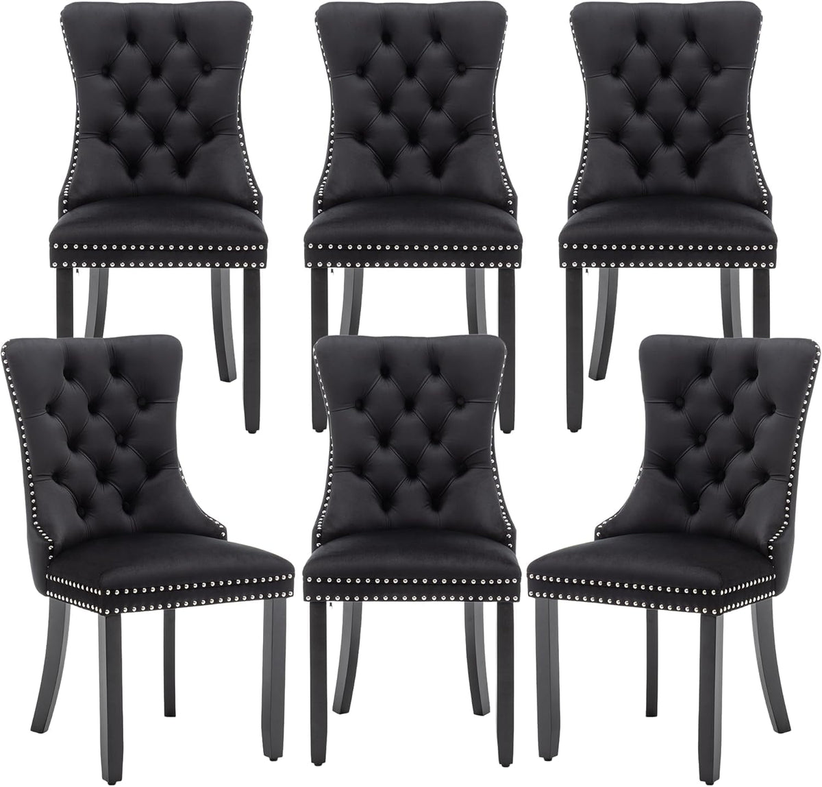 Hixkol Velvet Dining Chairs Set of 4,Upholstered Dining Chairs with Ring Pull Trim and Button Back,Modern Seating for Kitchen, Bedroom & Living Room(Grey)