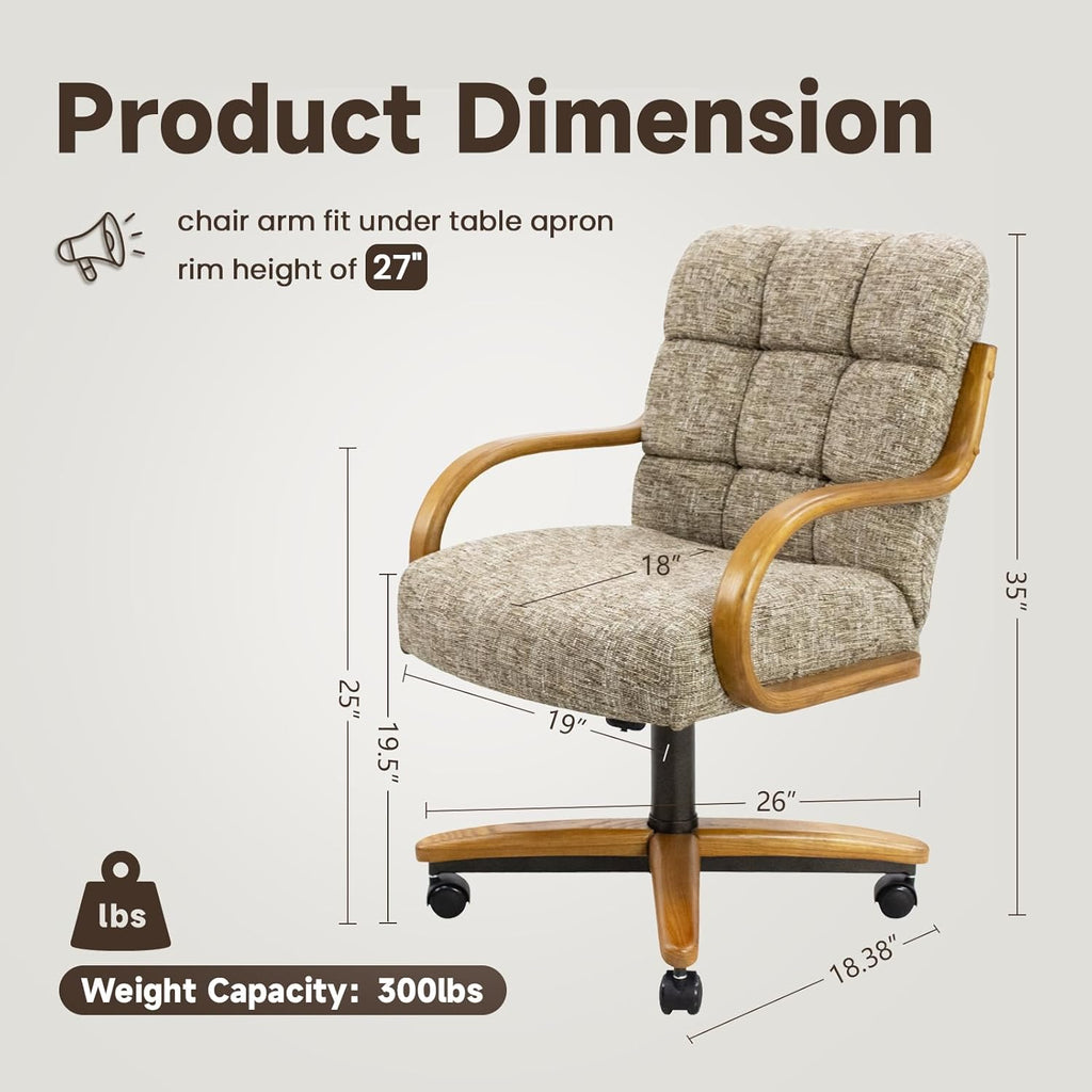 Chromcraft Ryland Swivel-Tilt Caster Dining Chair - Chestnut -Earth - 4pc